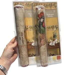 HomeTrends 2 Wallpaper Border rustic rooster chicken farmhouse country-style